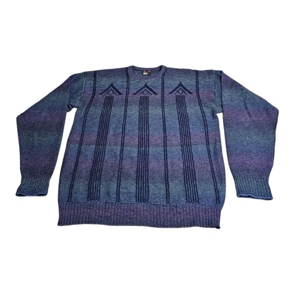 Vintage Robert Bruce Sweater Mens XXLT Wool Blend Blue Purple Gradient USA Union - Picture 1 of 7